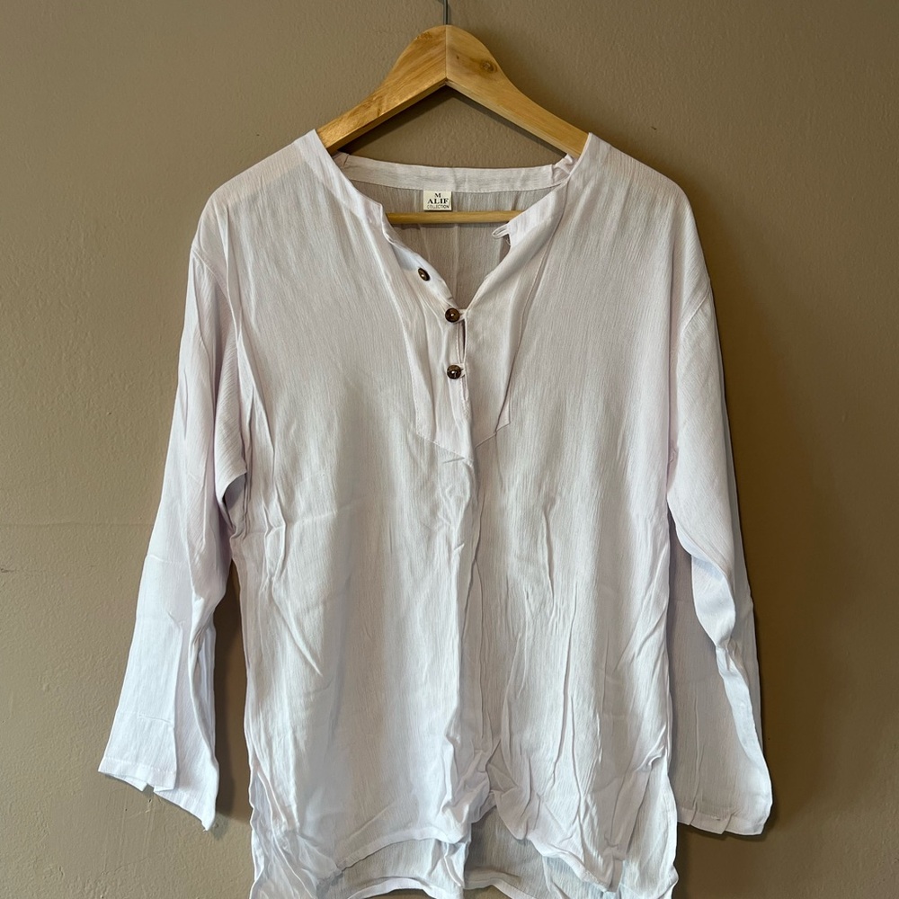 White Button-Up Moroccan top